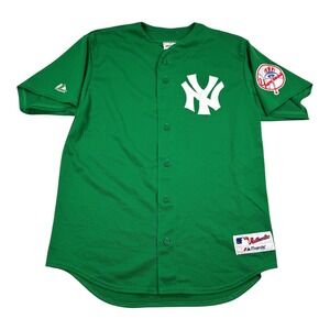 New York Yankees Jersey Mens Large Green MLB Baseball Derek Jeter Majestic